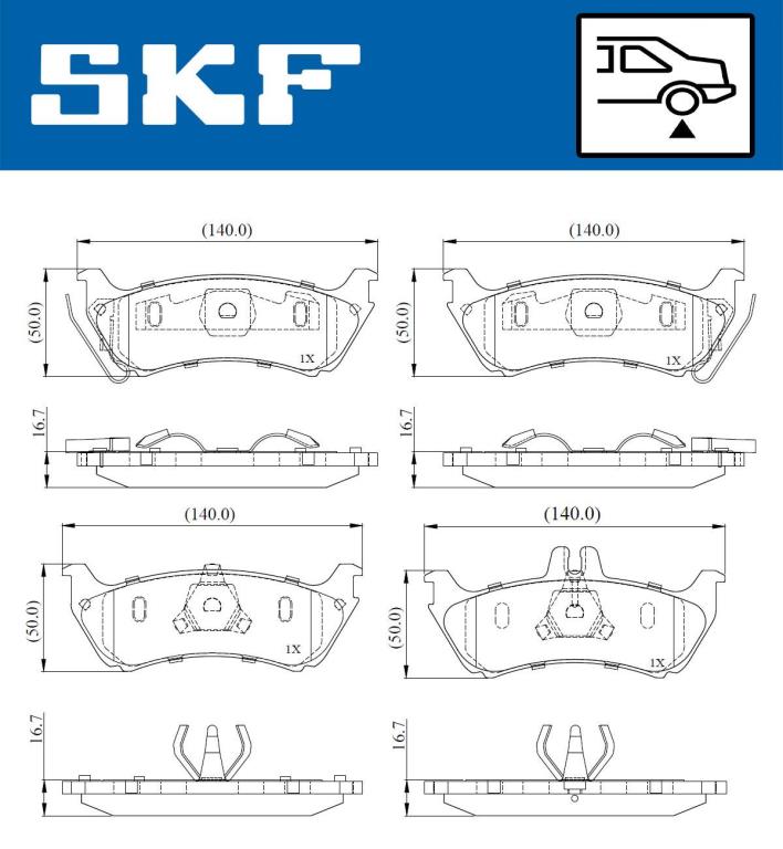 Jeu de 4 plaquettes de frein SKF ref. VKBP 91077 E